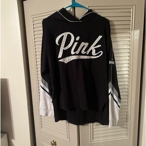 A pink bean hoodie, size large, worn like 5 times for short periods of time.